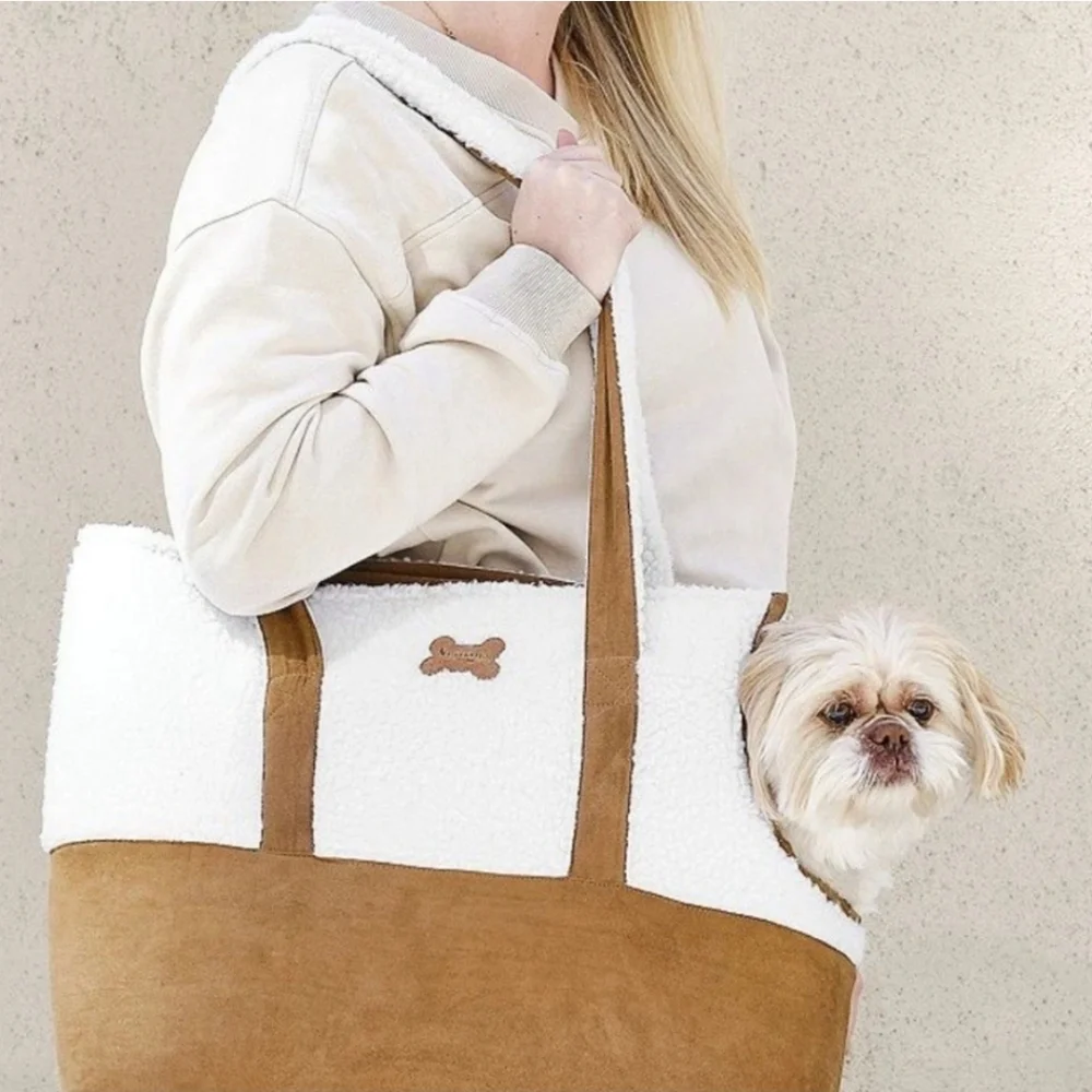 Like New Koolaburra White and Brown Pet Carrier Tote